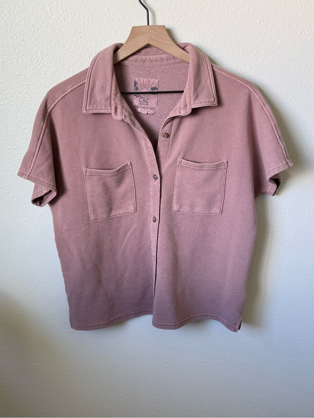 C&C California Short-Sleeve Beach Top in Dusty Rose